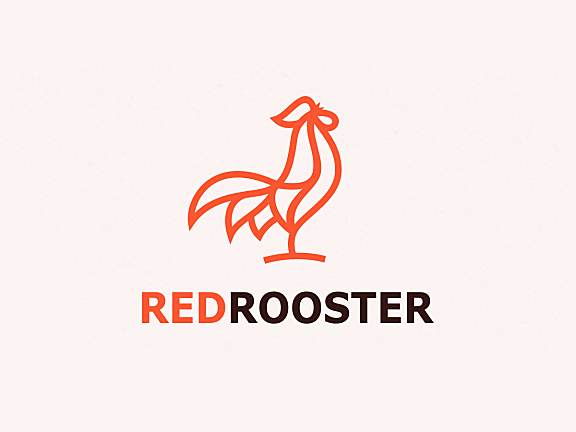 红公鸡线条轮廓logo