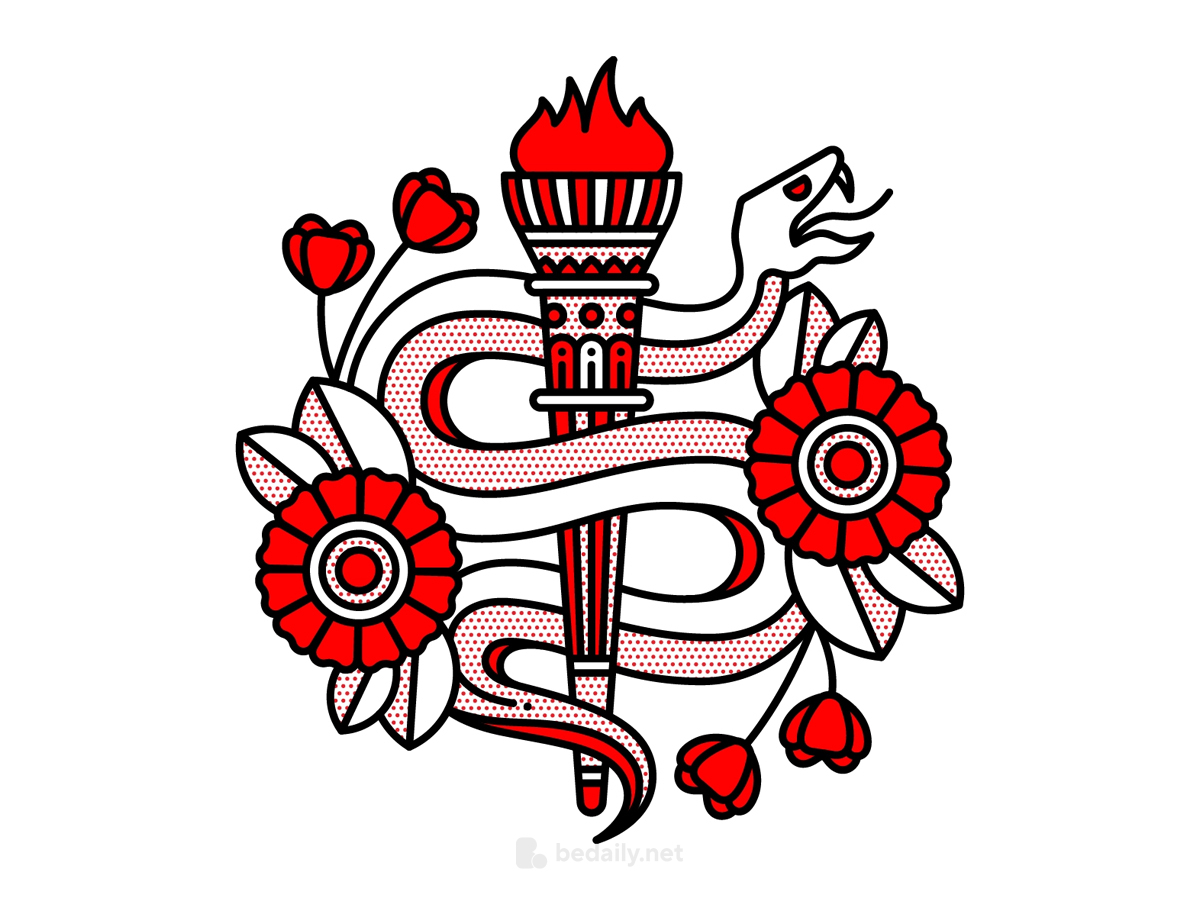 蛇绕火炬logo