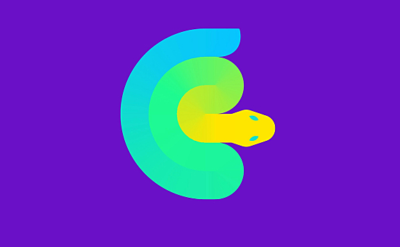 渐变荧光色蛇logo