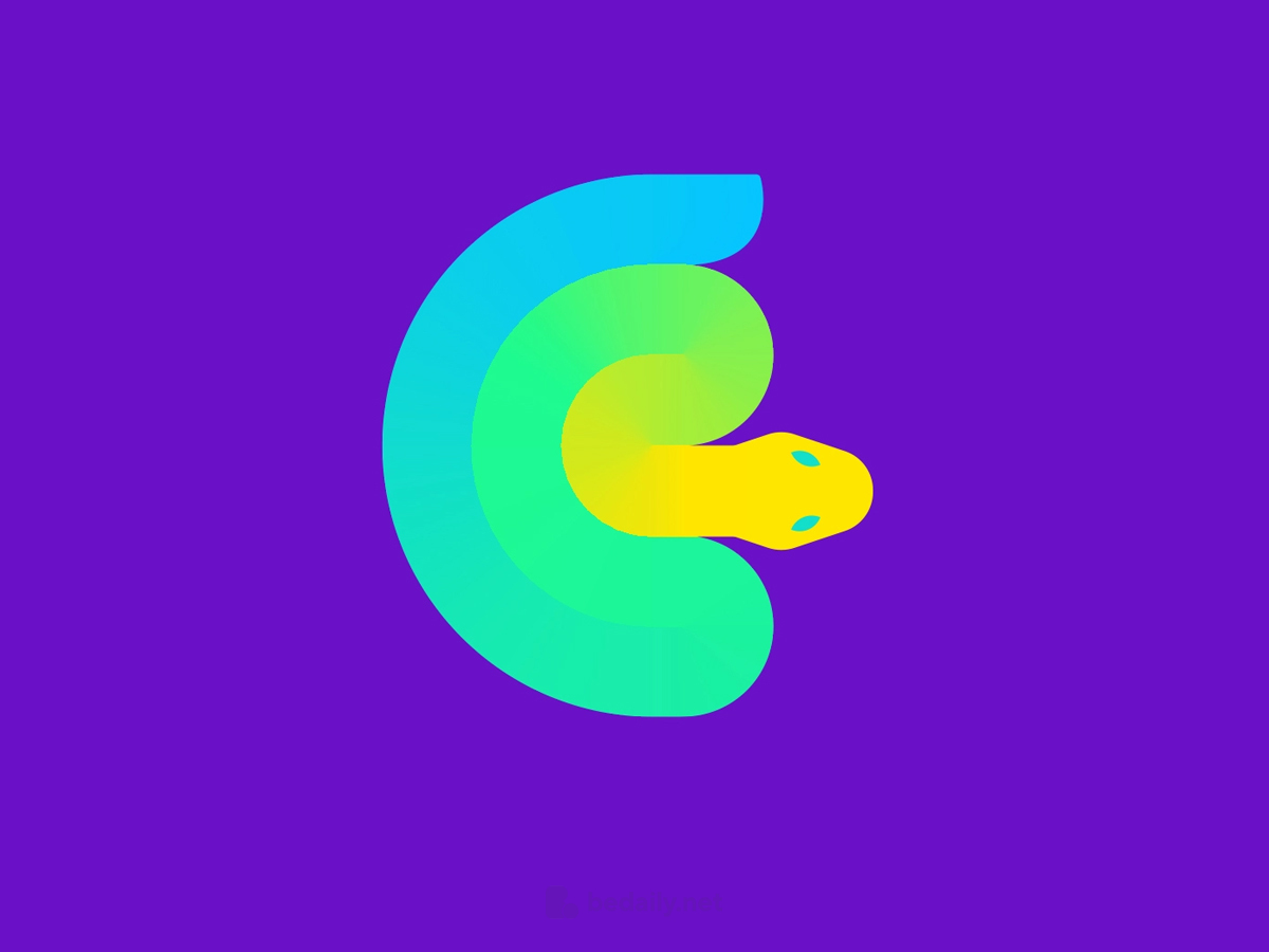 渐变荧光色蛇logo