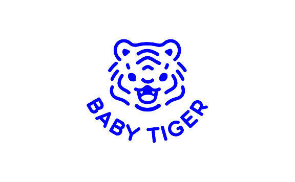 蓝色线稿老虎logo