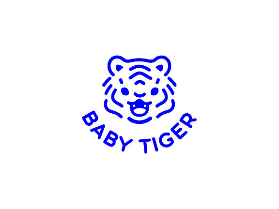 蓝色线稿老虎logo