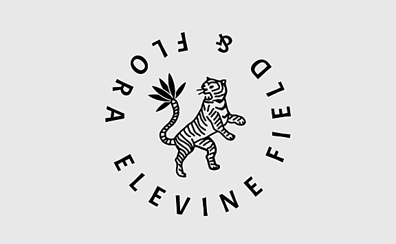 老虎树叶尾巴线稿logo
