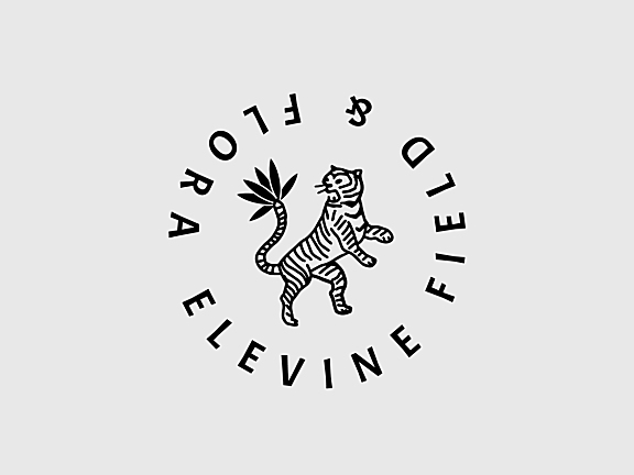 老虎树叶尾巴线稿logo
