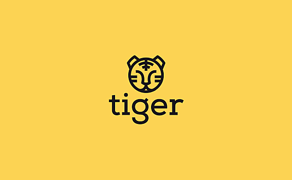 圆形老虎头线条logo