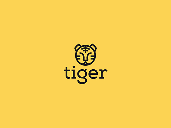 圆形老虎头线条logo
