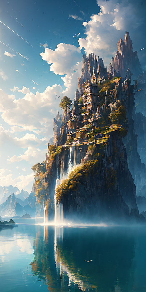 动漫山水风景梦幻背景