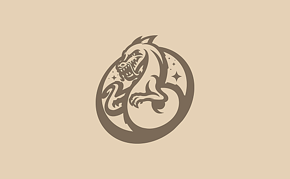 简笔轮廓龙形logo