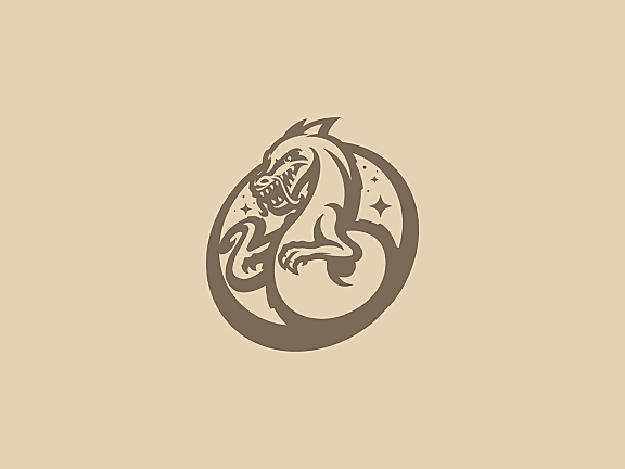 简笔轮廓龙形logo