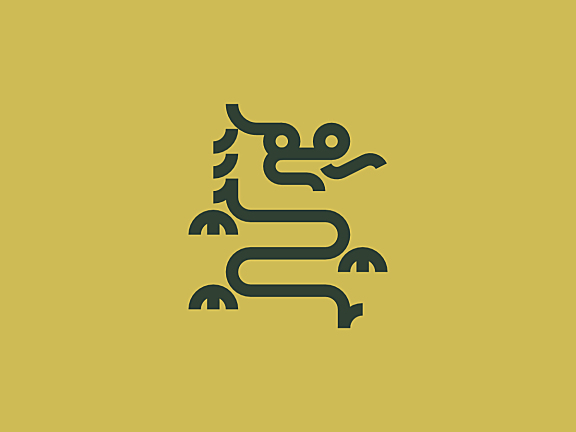简洁线条龙形logo