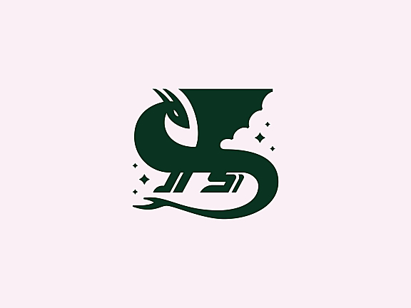 欧式翼龙剪影logo